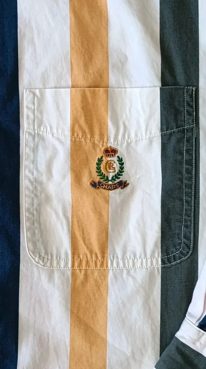 Chemise Chaps Ralph Lauren Vintage regenboogstrepen Geborduurd logo Maat XL – photo 8